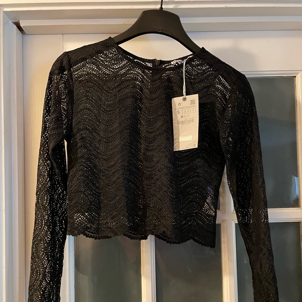 NWT Zara Lace Long Sleeve Top Sz S